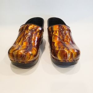 Dansko Brown and Orange Mules